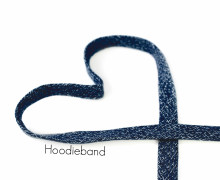 1m flache Kordel - Hoodieband - 15mm - Kapuzenband - Meliert - Dunkelblau