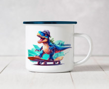 Emaille Becher - Adventursauros - Skater Dino