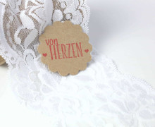 1m elastische Spitze - 95mm - Blumen - Weiß
