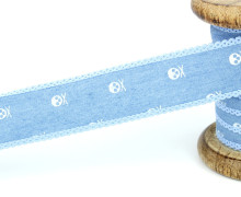 Dekoband - Jeans - Totenkopf - Hell.Bl./Hell.Bl.