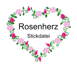 Stickdatei Rosenherz für den Rahmen 10 cm x 10 cm