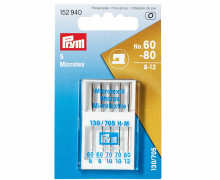 5 Nähmaschinennadeln - Microtex - Nr. 60-80 - Prym - Silber