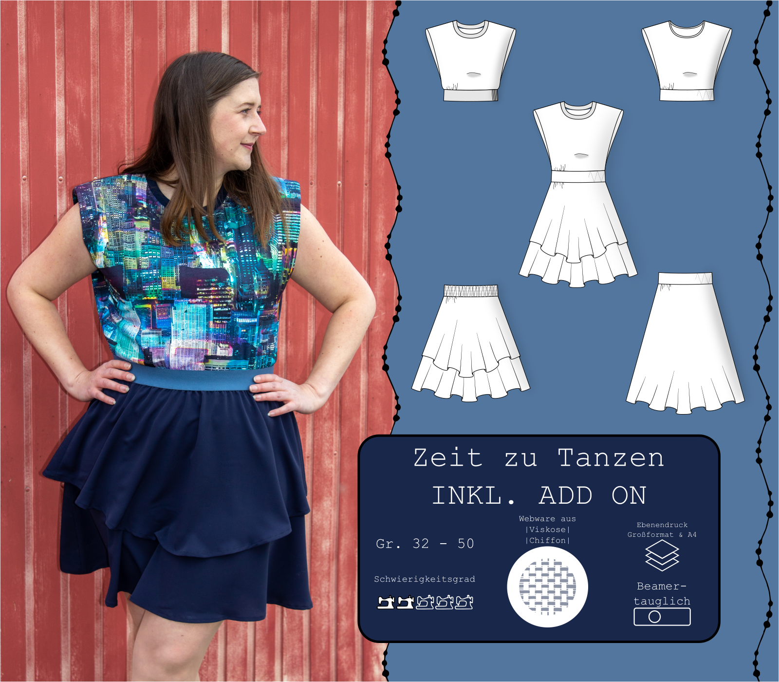 Shirt/Rock/Kleid Zeit zu Tanzen Gr. 32 - 50