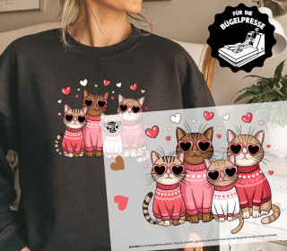 Onkel Bo's Bügelbilder - DIN A4 - Katzenbande - Valentinstag - BIG