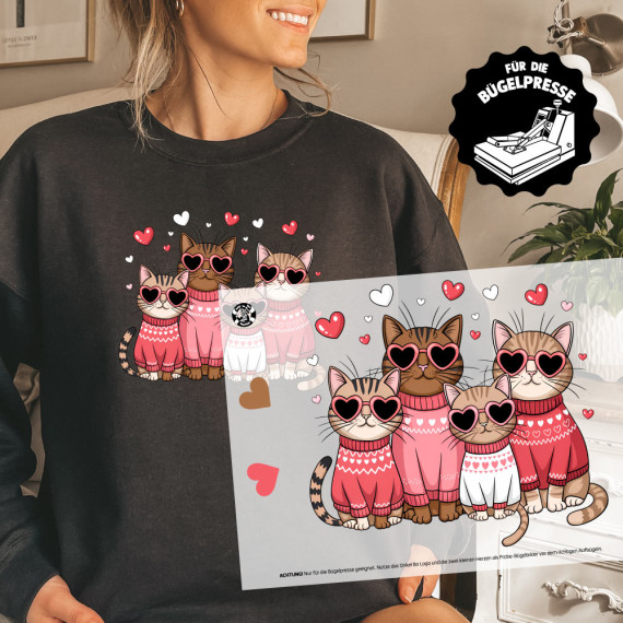 Onkel Bo's Bügelbilder - DIN A4 - Katzenbande - Valentinstag - BIG