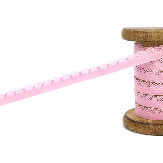 1m Gummi mit Zierabschluss - Zierborte - 10mm - Ziergummi - Babyrosa