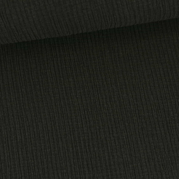 Baumwoll Crinkle - Uni - Leicht elastisch - Schwarz