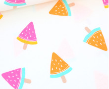 Ripp Jersey - Schmale Rippen - Neon - Wassermelone am Stil - Warmweiß