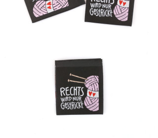 1 Label - RECHTS WIRD NUR GESTRICKT - Wollknäuel - Schwarz - Hamburger Liebe