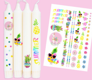 DIN A4 - Tattoofolie - Crazy Ananas & Boho Lama - Adoringly Dzio - für Kerzen / Keramik