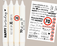 DIN A4 - Tattoofolie - Geburtstag - 70 - für Kerzen / Keramik