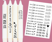 DIN A4 - Kerzen-Tattoofolie - Muttertag - Schlicht - für Kerzen / Keramik