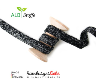 Hoodiekordel - Flachkordel - Cord Me - 12mm - Glossy - Melange - Hamburger Liebe - Schwarz/Silber