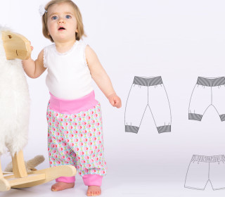 Baby Schnittmuster Checkerhose Kinder Strampler für Junge + Mädchen pdf Kinder Wende Hose mit Bündchen, Bündchenhose ARIA von Patternforkids