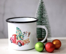 Emaille Becher - Christmas Car - Schneemann