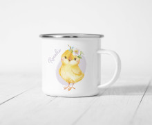 Emaille Becher - Küken - Blumen - Ostern