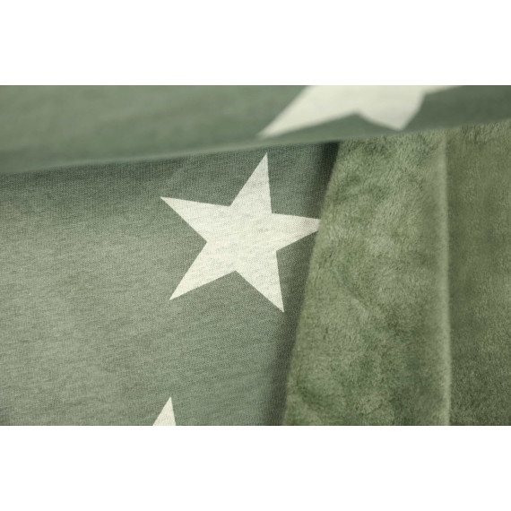 Alpenfleece - Kuschelstoff - Stars - Sterne - Olivgrün