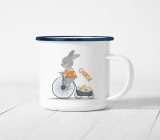 Emaille Becher - Happy Bunny - Fahrrad - Ostern