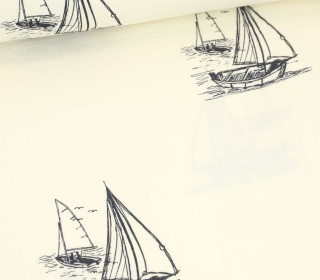 Musselin - Muslin - Double Gauze - Große Segelboote - Maritim - Schnuffeltuch - Windeltuch - Warmweiß/Schwarz