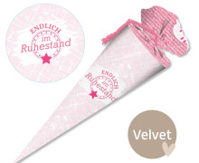 DIY-Nähset Schultüte - KLEINE TÜTE - Endlich Ruhestand - Rosa - Velvet - abby and amy
