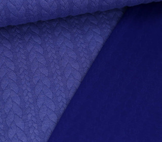 Weicher Jacquard-Sweat - Zopfmuster - Strickoptik - Uni - Royalblau Meliert