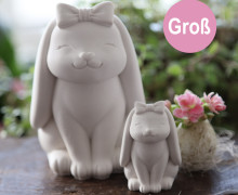 Silikon - Gießform - Osterhase - Dekohase - mit Schleife - Groß - vielfältig nutzbar