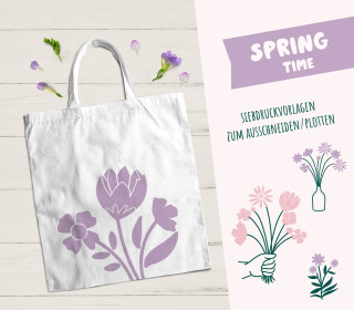 FREEBIE - SPRING TIME - Blumen - Siebdruck Vorlagen