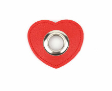 Kunstleder Öse - Herz - 11mm - Heart - Patches - Rot/Silber