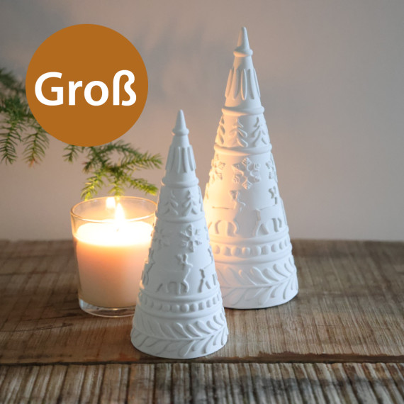 Silikon - Gießform - Tannebaum - mit Rentier - weihnachtliche Muster - Groß - kegelförmig - vielfältig nutzbar