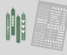 DIN A4 - Tattoofolie - Ein Lichtlein Brennt - Weiß - für Baumkerzen - Weihnachten