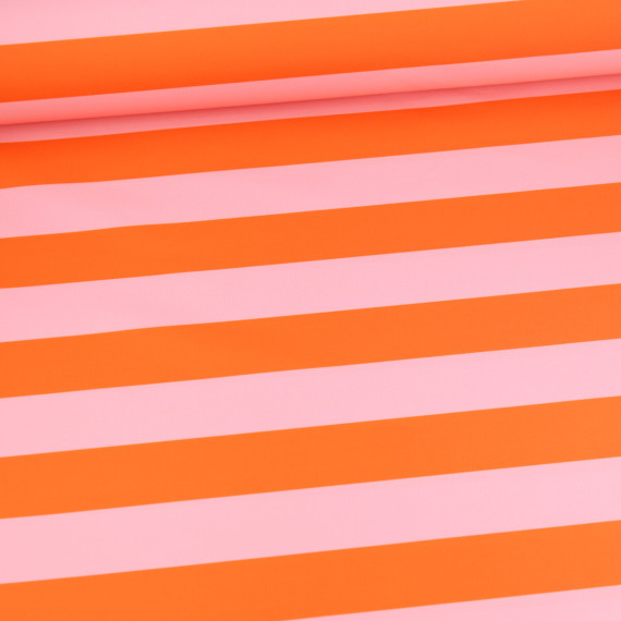 Outdoorstoff - Just Stripes! - Streifen - Orange/Babyrosa - abby and amy