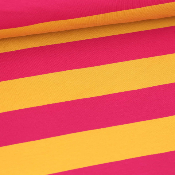 Sommersweat - Just Stripes! - Streifen - Fuchsia/Senfgelb