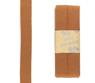 3 Meter Schrägband - Viskose Jersey - Lehmbraun - Dehnbar - 2,0cm x 3m - Zugeschnitten