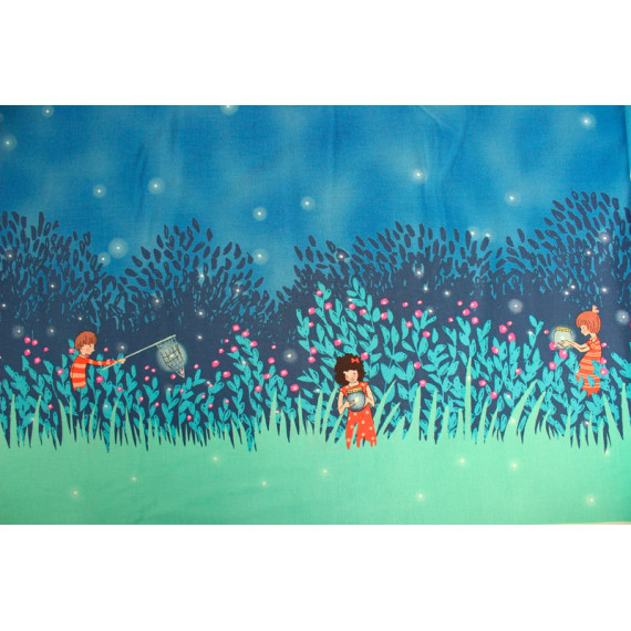 Constellations Baumwollstoff Glow In The Dark Fabric Stars Yellow