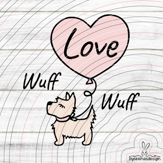 Terrier mit Herz Plotterdatei SVG DXF