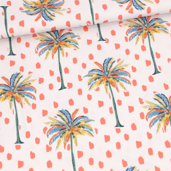Outdoorstoff - Tropic Chic - Palm Trees - Lichtgrau - abby and amy