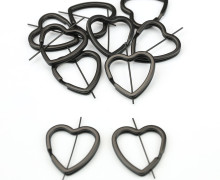 10 breite Schlüsselringe - Schlüsselanhänger - Herz - Schwarz