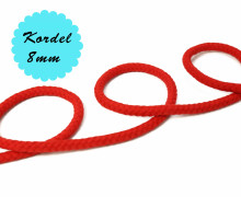 1m Hoodieband - Baumwollkordel - Uni - 8mm - Rot