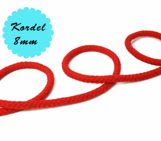 1m Hoodieband - Baumwollkordel - Uni - 8mm - Rot