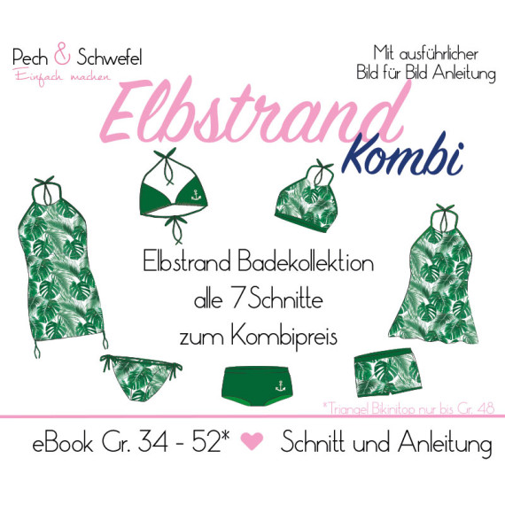 Ebook Elbstrandkollektion alle Schnitte Damen Gr. 34 – 52 (GR. 48) in A4 (Einzelgrößenschnitt) von Pech und Schwefel