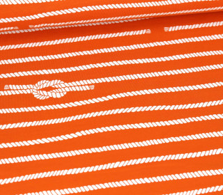 Bio Jersey - Organic Cotton - Island Breeze - Schiffstaue - Orange Dunkel/Weiß