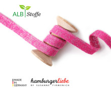 Hoodiekordel - Flachkordel - Cord Me - 12mm - Glossy - Melange - Hamburger Liebe - Pink/Silber
