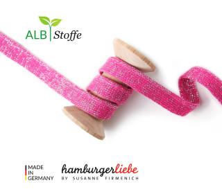 Hoodiekordel - Flachkordel - Cord Me - 12mm - Glossy - Melange - Hamburger Liebe - Pink/Silber