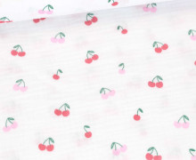 Musselin - Muslin - Double Gauze - Fruits - Cherries - Schnuffeltuch - Windeltuch - Weiß