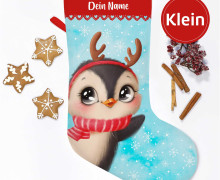 DIY-Nähset - Nikolaussocke - KLEIN - Softshell - Süße Weihnachtszeit - Pinguin