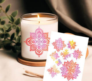 Rub-On Sticker - Mandala - Bunt - Pink/Orange/Gelb - Hamburger Liebe - Tante Henni Rub-Ons - vielfältig nutzbar