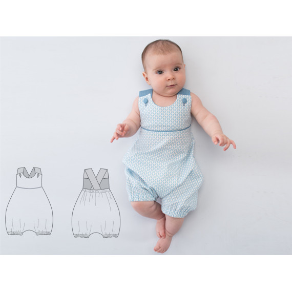 Schnittmuster pdf Kinder Baby Latzhose Overall für Junge + Mädchen mit Trägern, Paspel + Gummizug im Rückenteil PHIL von Patternforkids