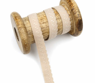1m elastisches Schrägband  - Bogenkante - 12mm - Beige