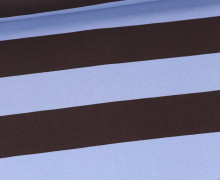Canvas Stoff - Feste Baumwolle - Streifen - Hellblau/Aubergine Dunkel