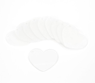 10 teiliges Acrylglasscheiben Set - Herzen - 2mm Dicke - mit Loch zum Aufhängen - für DIY Projekte & Bastelarbeiten - Transparent